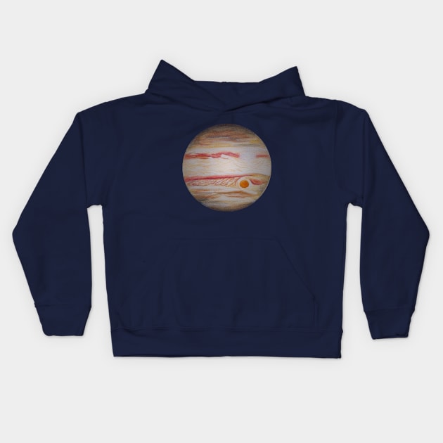 Planet Jupiter Kids Hoodie by drawnexplore